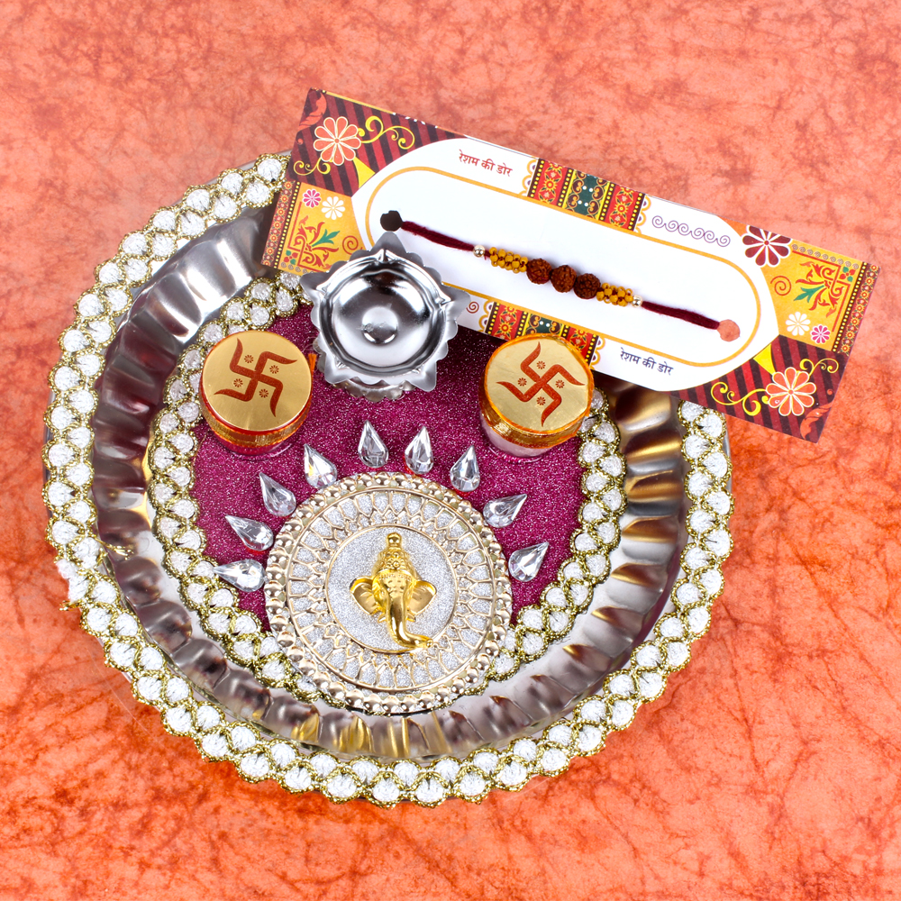 Decorated Thali with Rakhi