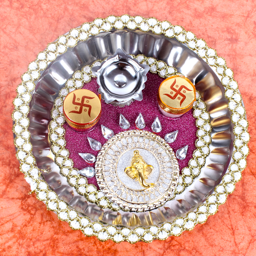 Decorated Thali with Rakhi