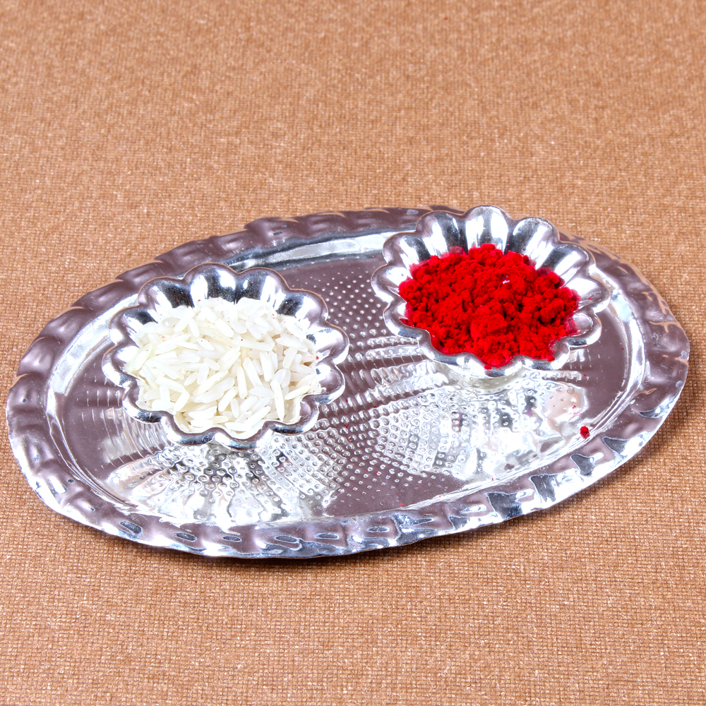 Small Silver Rakhi Thali for Raksha Bandhan