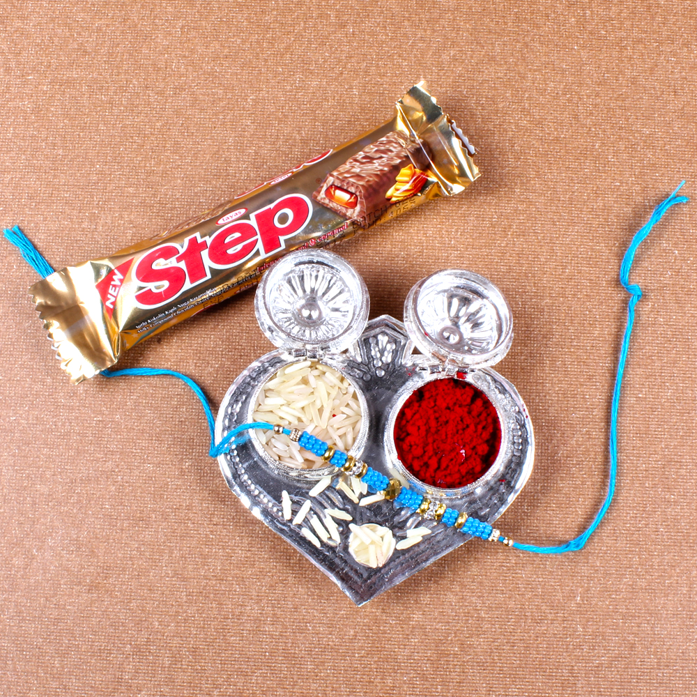 Tiny Silver Plated Rakhi Thali for Raksha Bandhan