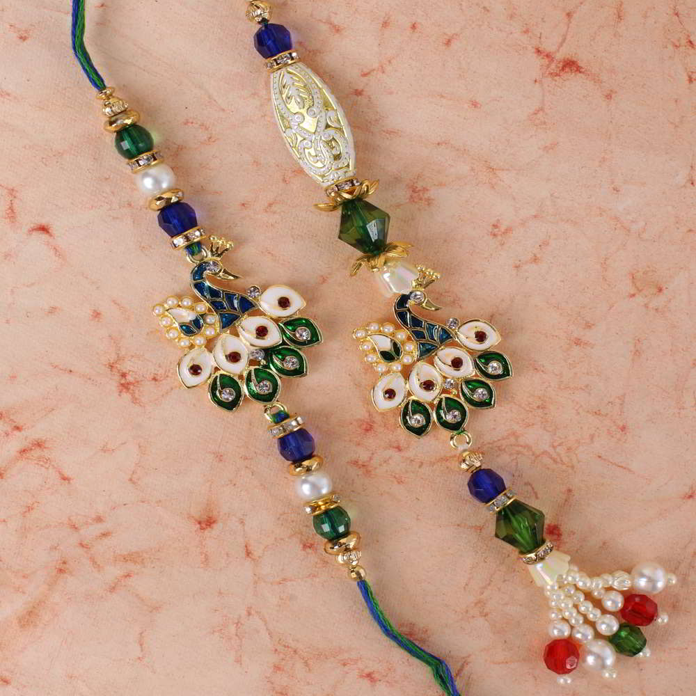 Peacock Design Bhaiya Bhabhi Rakhi