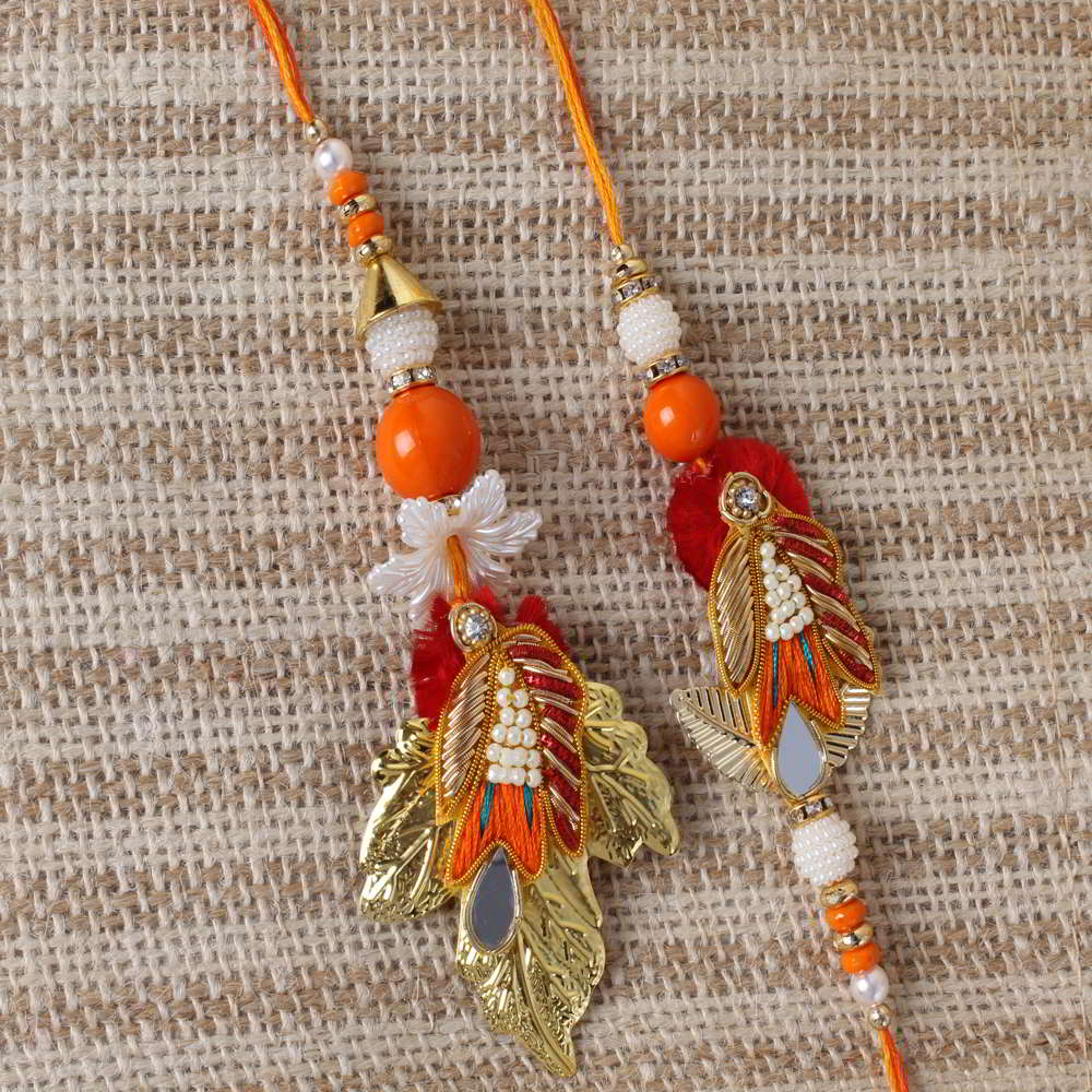 Colorful Leaf Design Bhaiya Bhabhi Rakhi