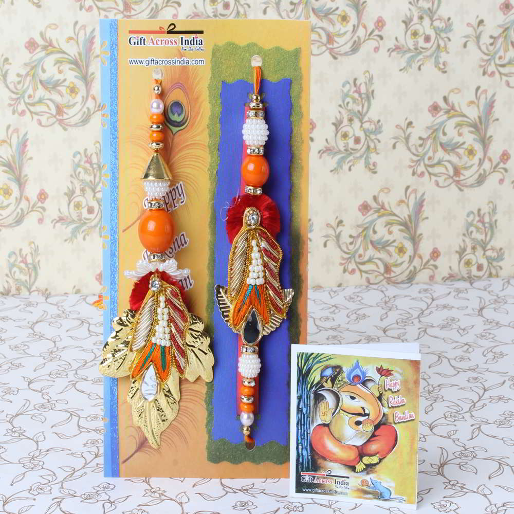 Colorful Leaf Design Bhaiya Bhabhi Rakhi