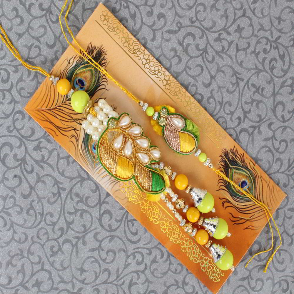 Stylish Embroidery Bhaiya Bhabhi Rakhi