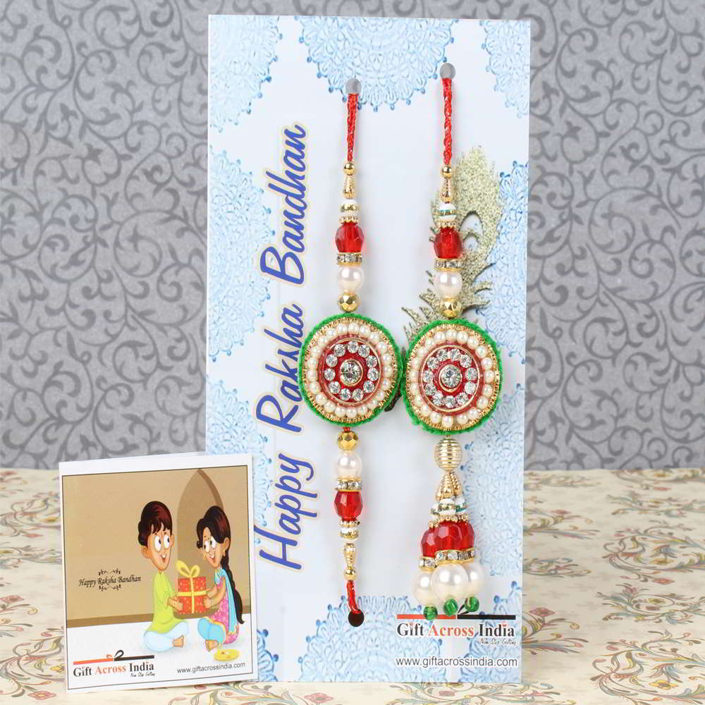 Round Shape Kundan Bhaiya Bhabhi Rakhi