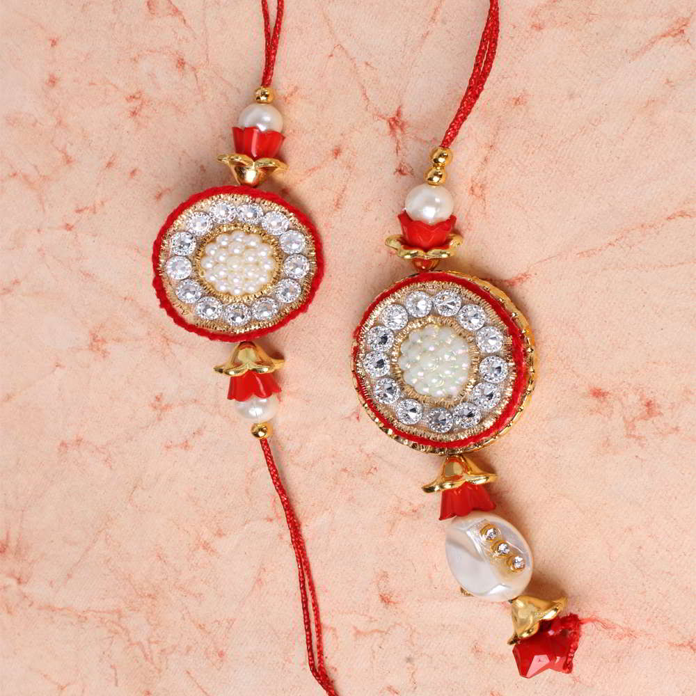 Zardosi Round Design Bhaiya Bhabhi Rakhi