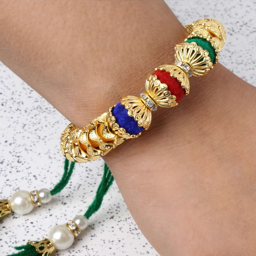 Buy iinfinize Pearl Kundan Rakhi for Bhabhi Gold Plated Latkan Kada Bangle  Bracelet Rakhi for Woman and Bhabhi Handmade Thread Lumba Rakhi For Bhabhi  at Amazon.in