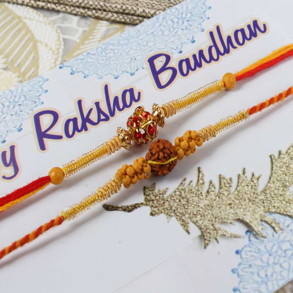 Double Rakhi with Dates Almond and Ferrero Rocher Chocolate Pack