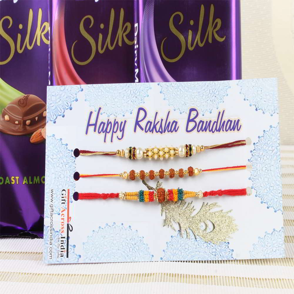 Cadbury Dairy Milk Silk Chocolate Bars with Three Rakhis