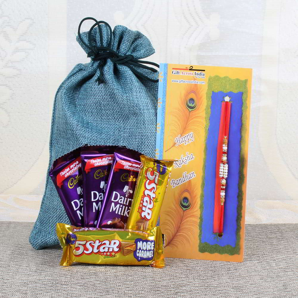 Rakhi Combo of Cadbury Dairy Milk with Five Star Chocolate Bars