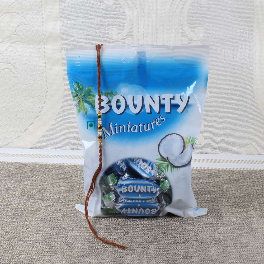 Rakhi with Bounty Miniatures Chocolate Pack