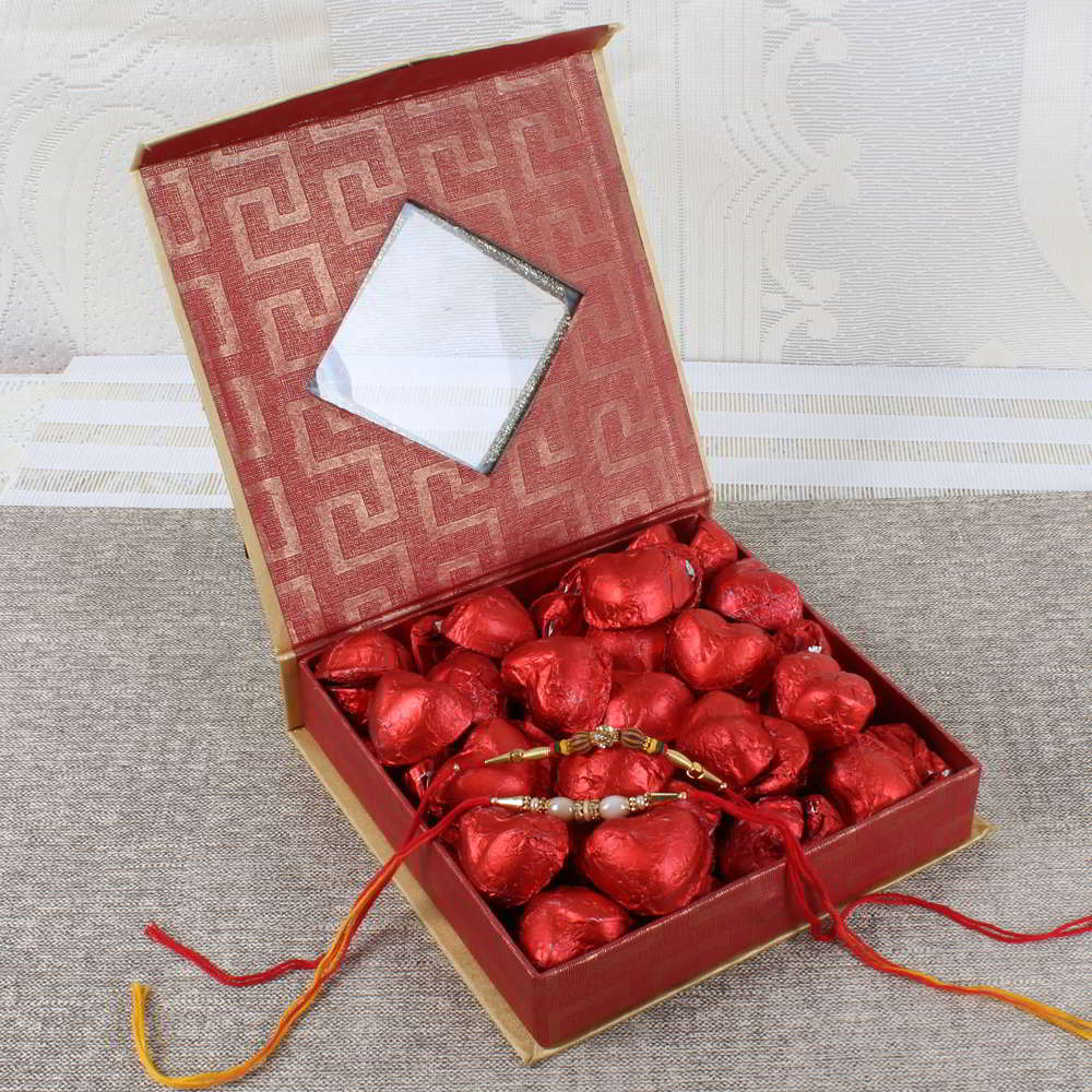 Home Made Chocolate Box with Pair of Rakhis