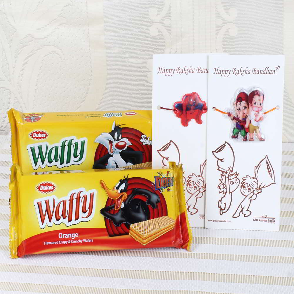 Dukes Waffy with Spiderman and Ganesha Hanuman Rakhi - Canada