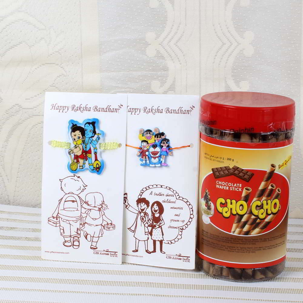 Cho Cho Chocolate Waffer Stick with Kids Rakhis - UAE
