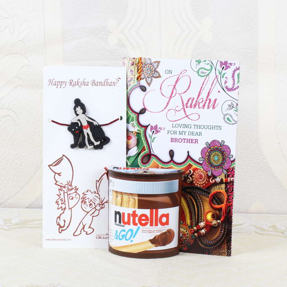 Nutella N Go Choco Biscuits with Mogli Rakhi and Greeting Card