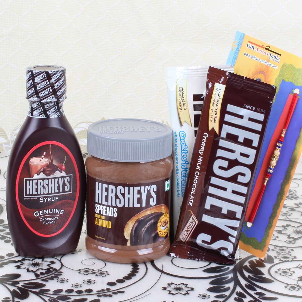 Rakhi with Hersheys Gift Combo-Worldwide