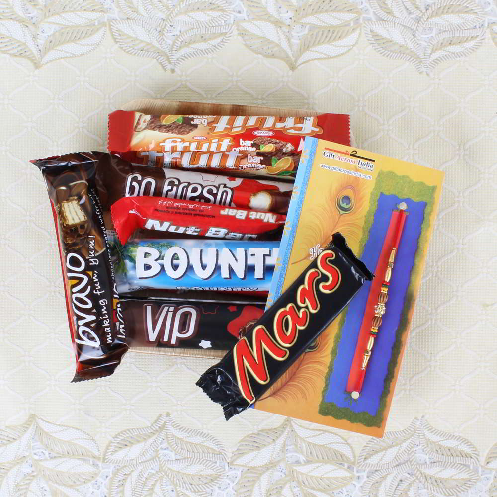 Rakhi with Assorted Imported Chocolates for Brother