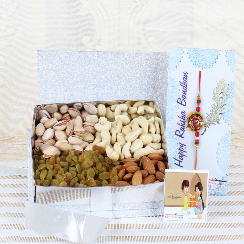 Assorted Dry Fruits Box with Designer Rakhi