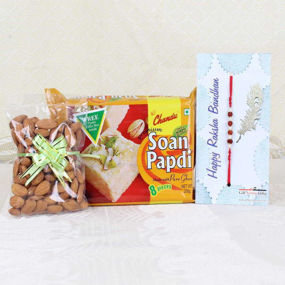 Rakhi Gift of Soan Papdi with Almonds-Worldwide