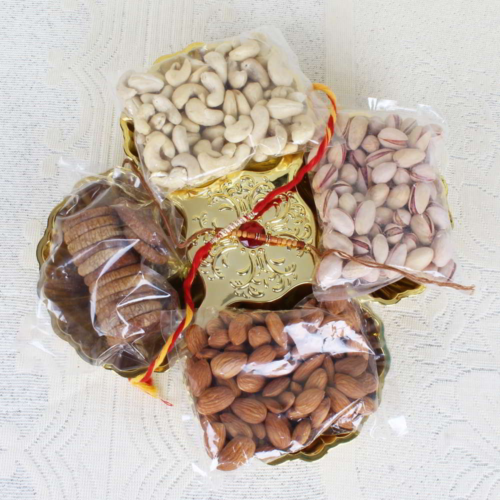 Rakhi Gift of Dry fruit in Tray - Canada