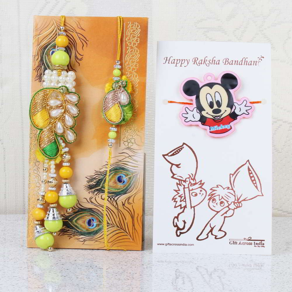 Family Combo of Bhaiya Bhabhi and Kids Rakhi Set