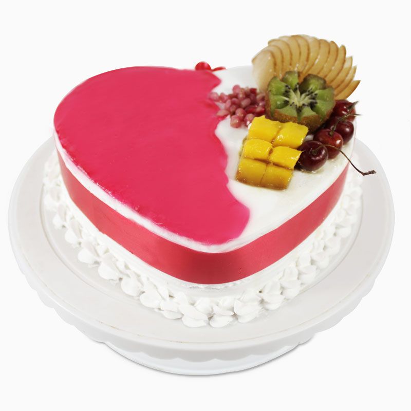 Heart shape Mix Fresh Fruit Cake