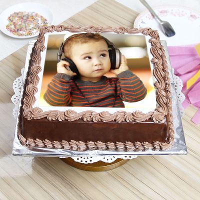 Square Chocolate Photo Cake