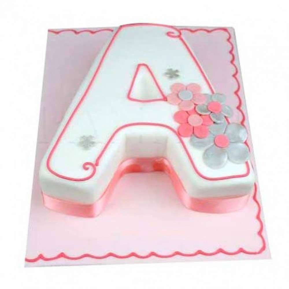 Alphabet Shaped Eggless Vanilla Cake