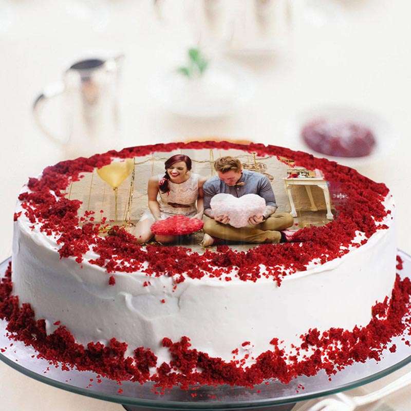 Personalised Red Velvet Photo Cake