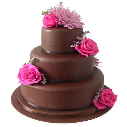 Three Tier Dark Chocolate Cake