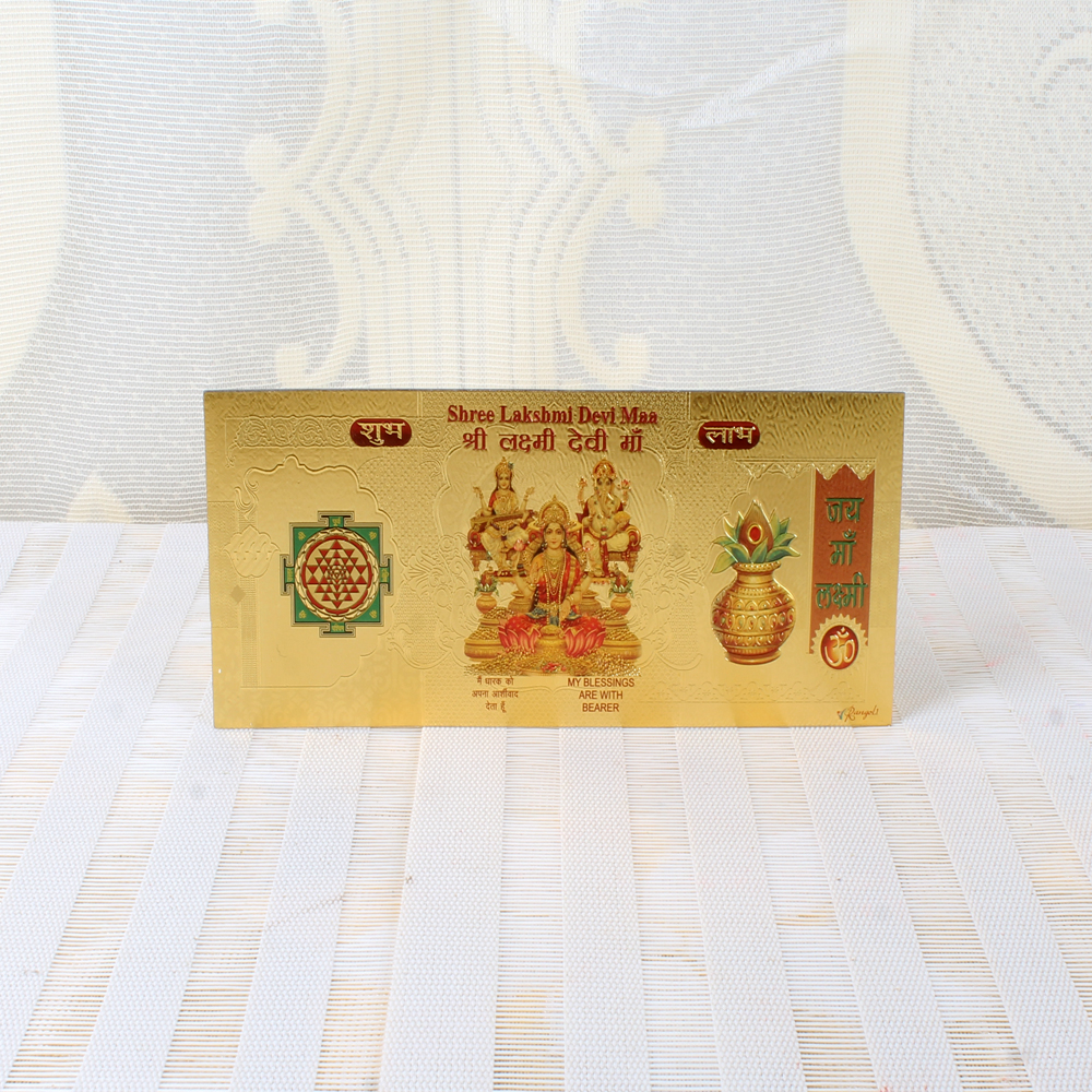 Acrylic Designer Diwali Thali and Earthen Diya with Gold Plated Lakshmi Note