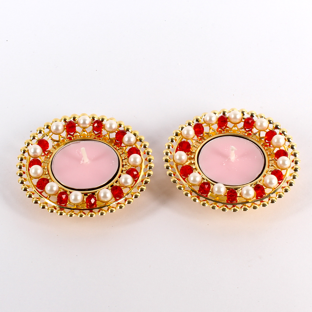 Pair of Pearl with Crystal Diyas