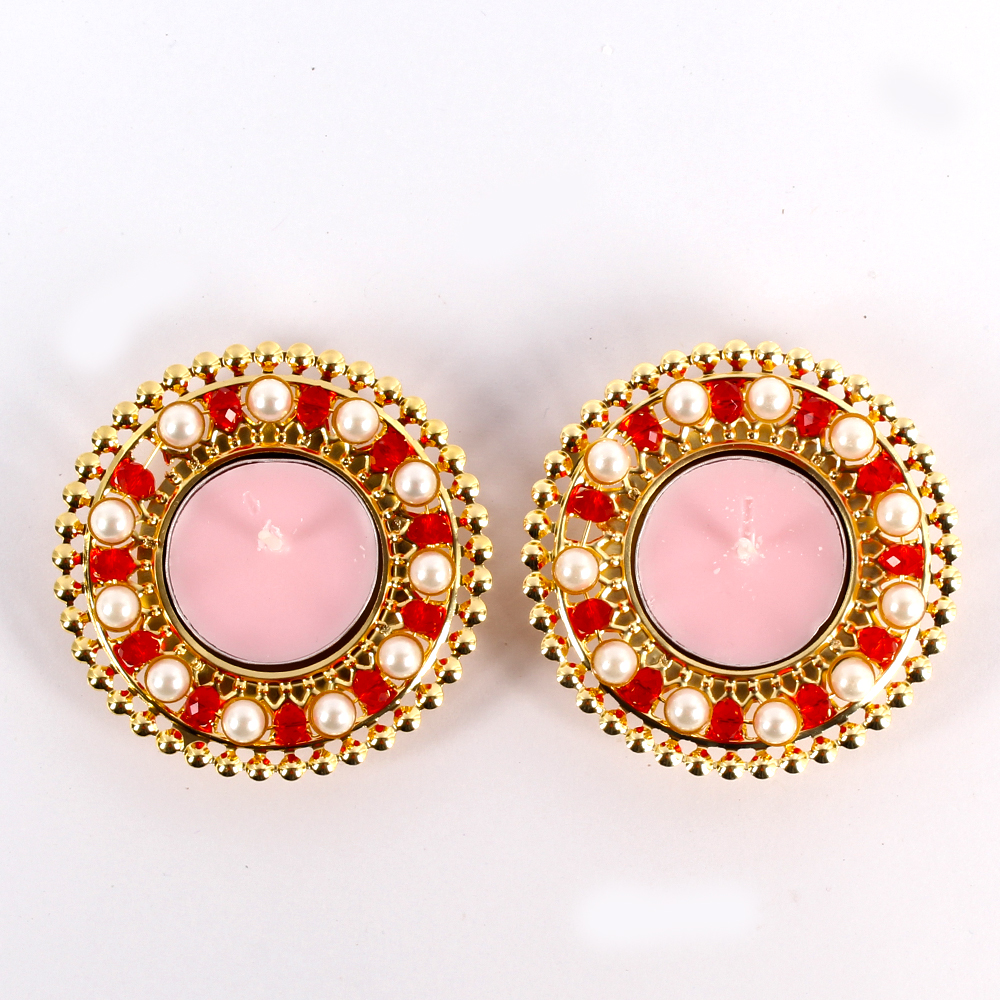 Pair of Pearl with Crystal Diyas