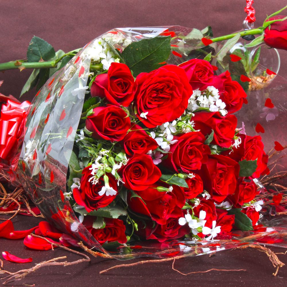 Bunch of Twenty Fresh Red Roses