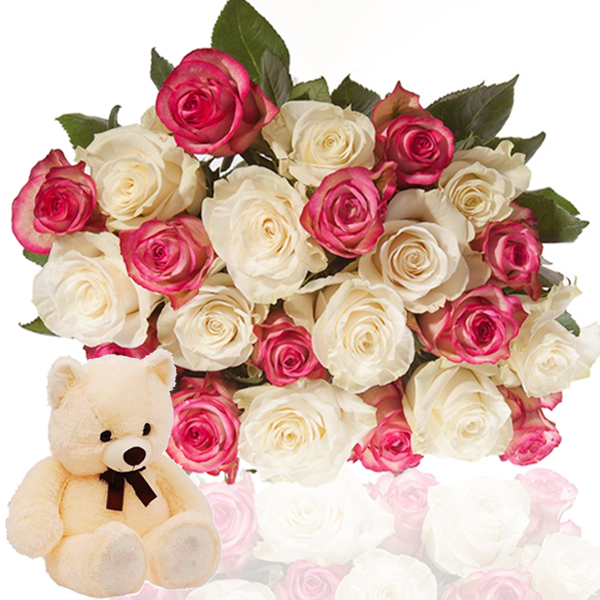 Roses Bunch with cute Teddy