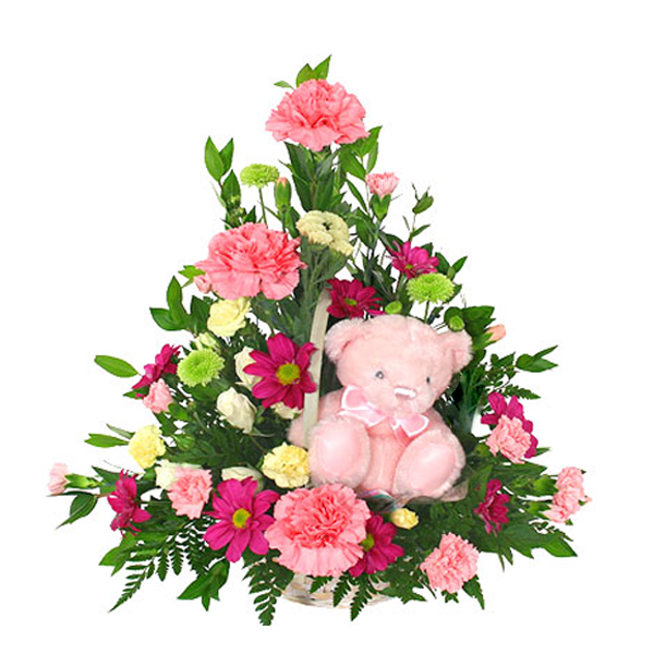 Romantic Flowers with Teddy Hamper