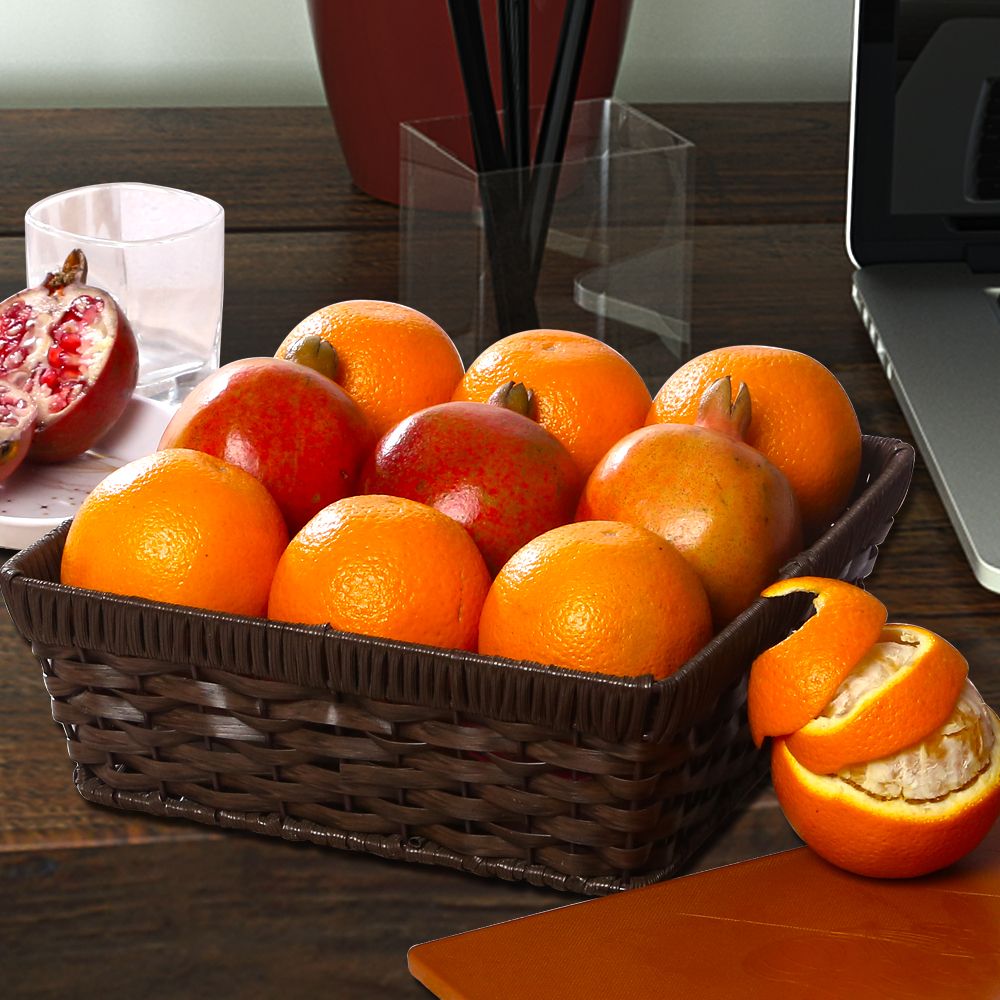Basket of Orange and Pomegranates