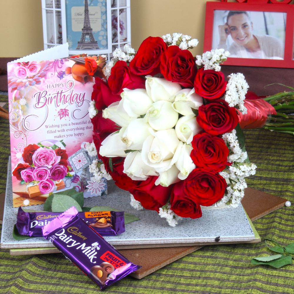 Chocolate Birthday Celebrations with Roses Bouquet @ Best Price ...