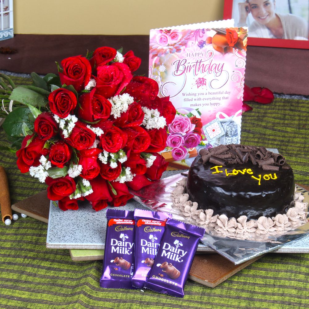 Dairy Milk Chocolate Combo with Eggless Cake and Birthday Card
