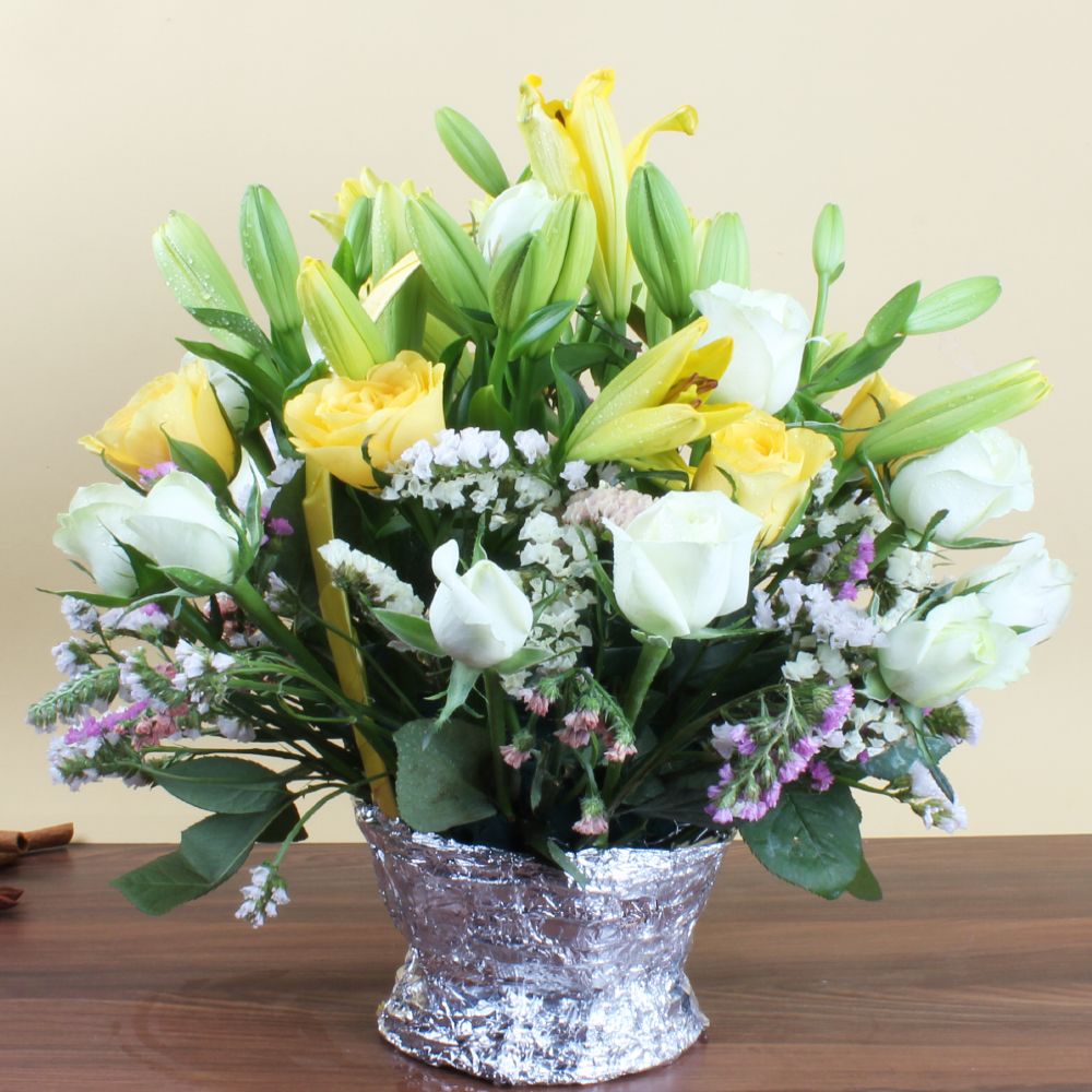 Basket Arrangement of Mix Exotic Flowers