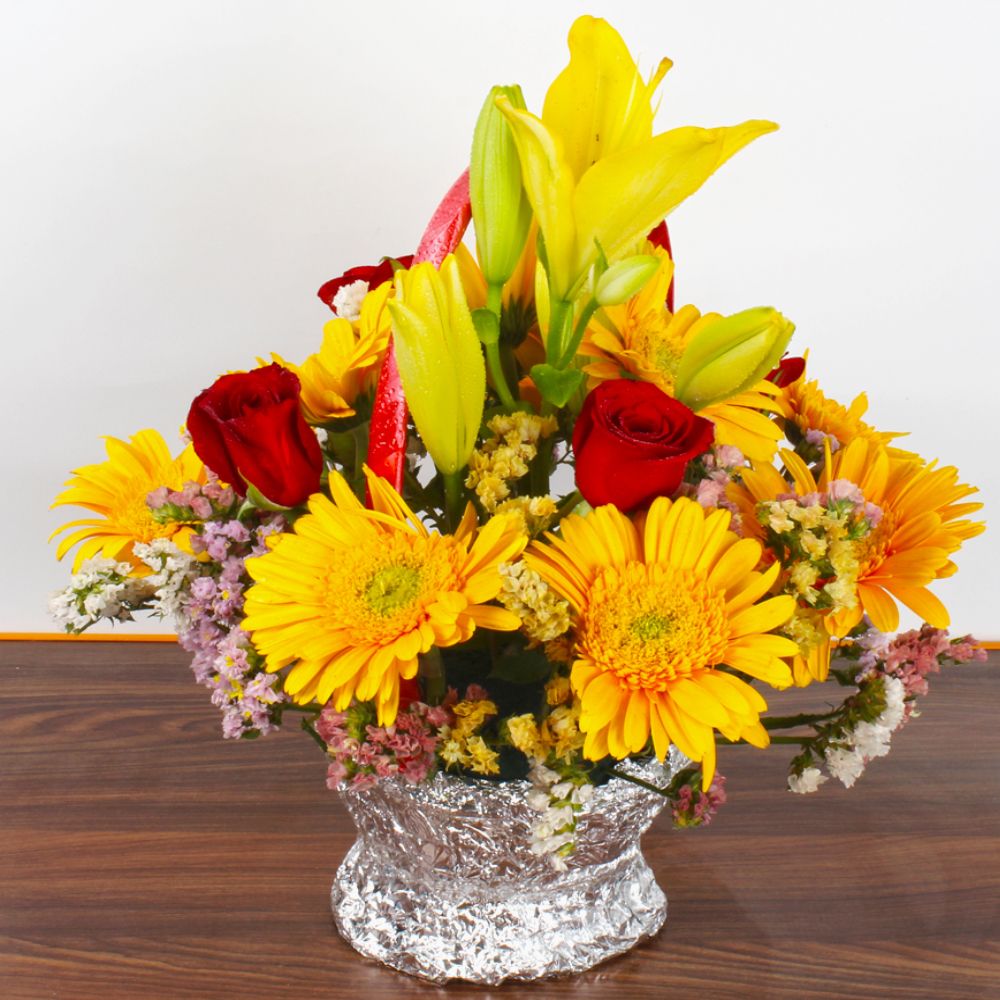 Eighteen Mix Flowers Arrangement in Basket