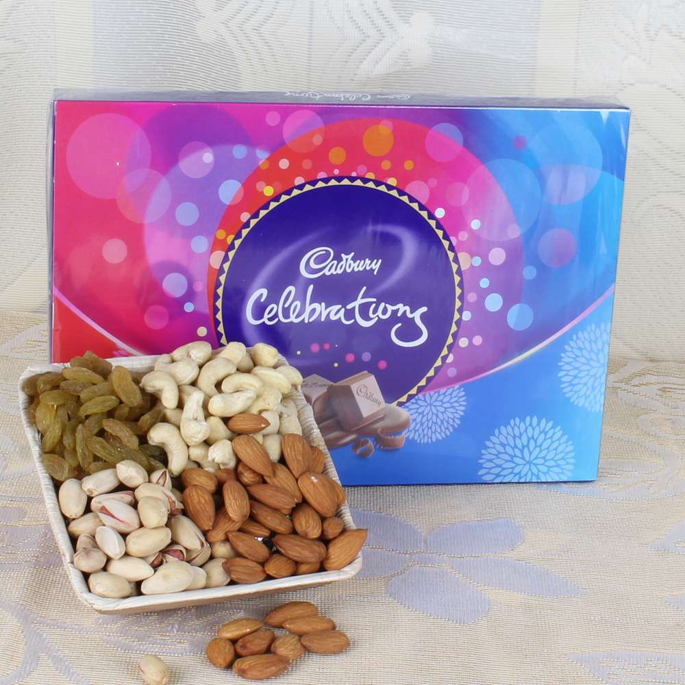 Cadbury Celebration Chocolate with 400 Grams Assorted Dry Fruits Box Express Delivery