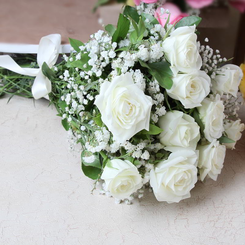 Ten White Roses Bouquet