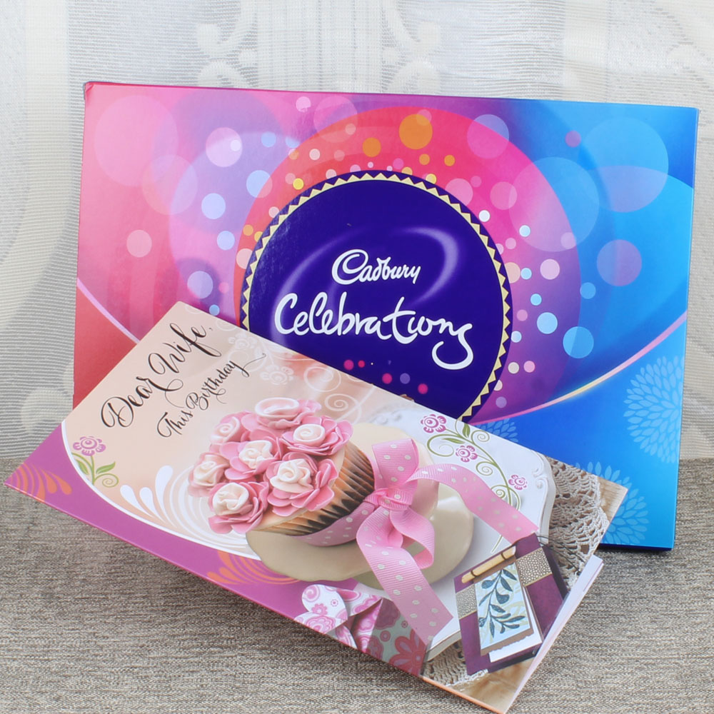 Birthday Card for Caring Wife with Cadbury Celebration Box