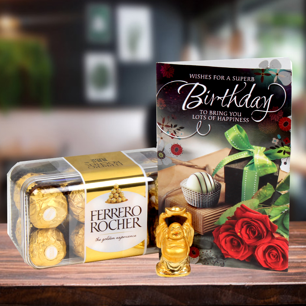 Ferrero Rocher Box, Birthday Card with Laughing Buddha