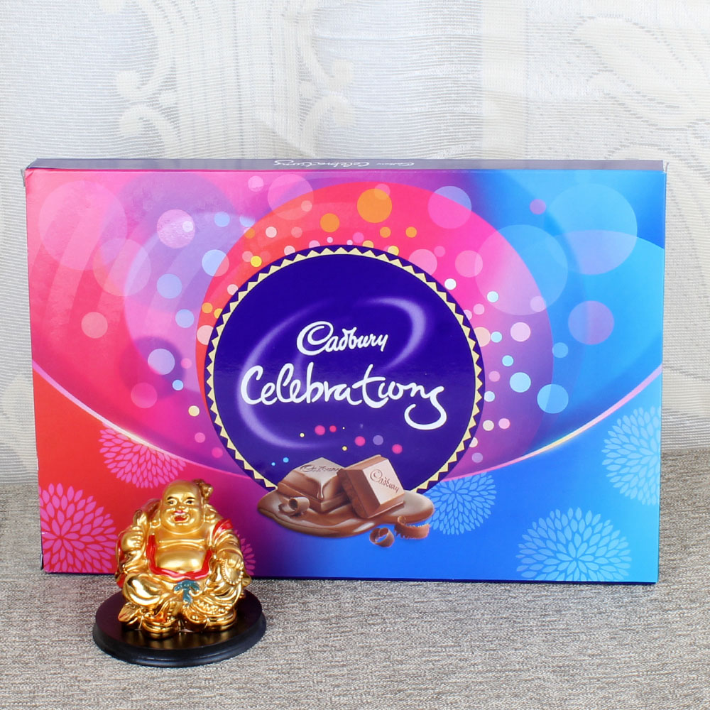 Laughing Buddha with Cadbury Celebrations Chocolate Pack