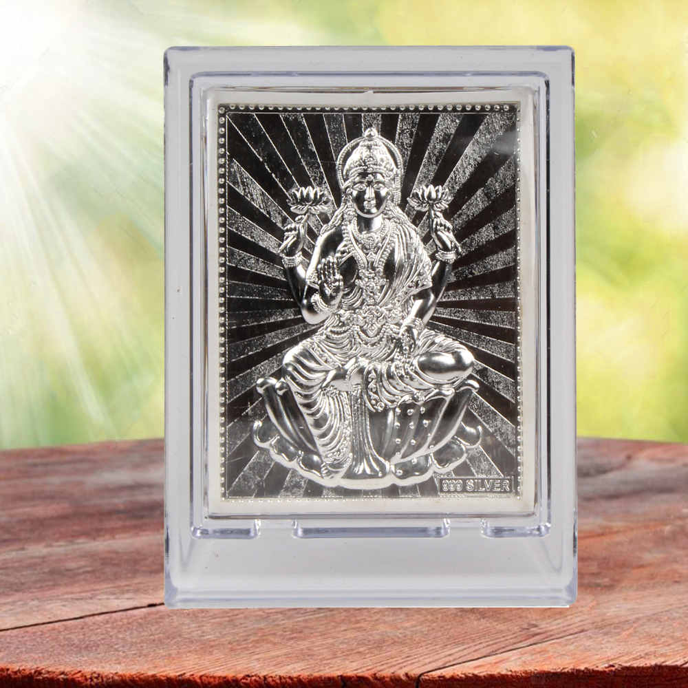 Silver Plated Acrylic Goddess Laxmi Square Frame