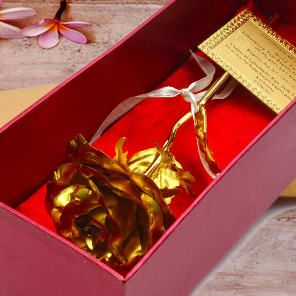Gold Plated Single Rose Gift Box