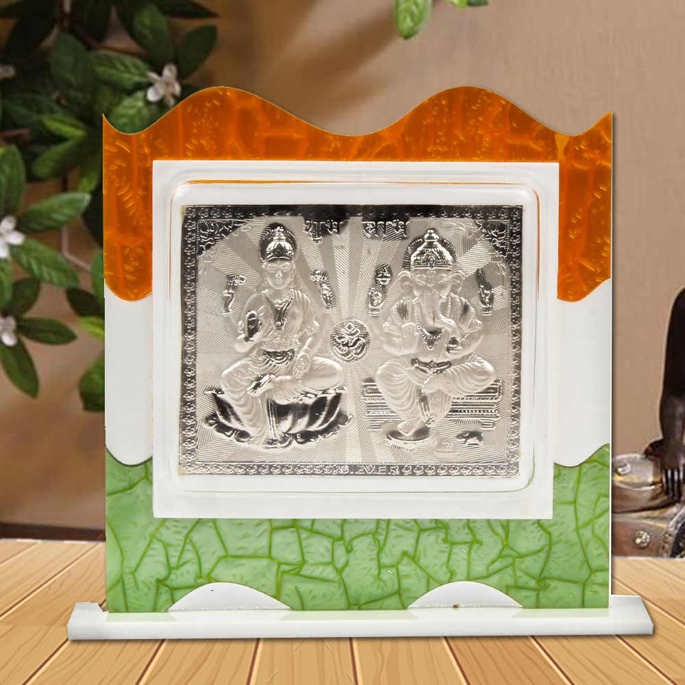 Acrylic Frame with Silver Laxmi Ganesh