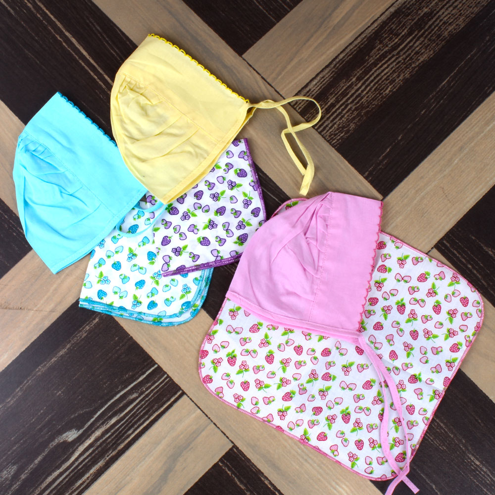 Baby Sets of Three Cotton Handkerchief Cloth with Cotton Caps